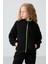Siyah Kalın Yumuşak Dokulu Standart Fit Nakışlı Polar Kız Çocuk Sweatshirt - 75157 4