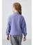 Eflatun Kalın Yumuşak Dokulu Standart Fit Nakışlı Polar Kız Çocuk Sweatshirt - 75157 5