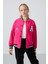Fuşya Kalın Yumuşak Dokulu Standart Fit Nakışlı Polar Kız Çocuk Kolej Ceket - 75156 4