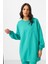 Deniz Yeşil O Yaka Basic Oversize Kadın Eşofman Tunik Takım - 95347 2