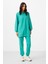 Deniz Yeşil O Yaka Basic Oversize Kadın Eşofman Tunik Takım - 95347 4