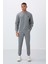 Gri Melanj Pamuklu Kalın Içi Tüylü Yumuşak Dokulu Comfort Fit Nakışlı Erkek Eşofman Takım -85265 4