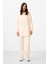 Ekru O Yaka Basic Oversize Kadın Eşofman Tunik Takım - 95347 1