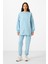 Açık Mavi O Yaka Basic Oversize Kadın Eşofman Tunik Takım - 95347 4