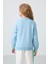 Açık Mavi Pamuklu İçi Tüylü Yumuşak Dokulu Oversize Nakışlı Kız Çocuk Sweatshirt - 75150 5