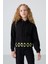 Siyah Pamuklu İçi Tüylü Yumuşak Dokulu Oversize Baskılı Kız Çocuk Eşofman Takım - 75147 2