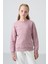 Gül Kurusu Pamuklu İçi Tüylü Yumuşak Dokulu Oversize Nakışlı Kız Çocuk Sweatshirt - 75150 5