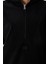 Siyah Kalın Yumuşak Dokulu Kapüşonlu Oversize Nakışlı Polar Kadın Sweatshirt -97286 5