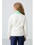 Ekru Kalın Yumuşak Dokulu Oversize Nakışlı Polar Kız Çocuk Sweatshirt - 75153 5