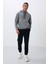 Gri Melanj Pamuklu Kalın İçi Tüylü Yumuşak Dokulu Comfort Fit Nakışlı Erkek Sweatshirt - 88419 4
