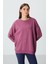 Soft Vişne Kompakt Pamuklu Kalın Pürüzsüz Dokulu O Yaka Oversize Fit Kadın Sweatshirt - 97288 2