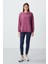 Soft Vişne Kompakt Pamuklu Kalın Pürüzsüz Dokulu O Yaka Oversize Fit Kadın Sweatshirt - 97288 4