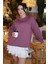 Soft Vişne Kompakt Pamuklu Kalın Pürüzsüz Dokulu O Yaka Oversize Fit Kadın Sweatshirt - 97288 5