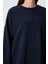 Indigo Kompakt Pamuklu Kalın Pürüzsüz Dokulu O Yaka Oversize Fit Kadın Sweatshirt - 97288 3