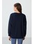 Indigo Kompakt Pamuklu Kalın Pürüzsüz Dokulu O Yaka Oversize Fit Kadın Sweatshirt - 97288 5