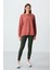 Kiremit Kompakt Pamuklu Kalın Pürüzsüz Dokulu O Yaka Oversize Fit Kadın Sweatshirt - 97288 2