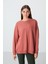 Kiremit Kompakt Pamuklu Kalın Pürüzsüz Dokulu O Yaka Oversize Fit Kadın Sweatshirt - 97288 3