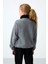 Gri Melanj Kalın Yumuşak Dokulu Oversize Nakışlı Polar Kız Çocuk Sweatshirt - 75153 5