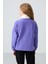 Eflatun Kalın Yumuşak Dokulu Oversize Nakışlı Polar Kız Çocuk Sweatshirt - 75153 5