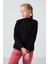 Siyah Kalın Yumuşak Dokulu Standart Fit Nakışlı Polar Kız Çocuk Sweatshirt - 75154 1