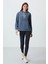 Petrol Kalın Yumuşak Dokulu Kapüşonlu Oversize Nakışlı Polar Kadın Sweatshirt - 97292 2