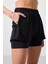 Siyah Polyester Gizli Cep Fermuarlı Standart Kalıp Kadın Içi Taytlı Şort - 91015 4
