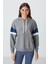Gri Melanj Kompakt Pamuklu Kalın Pürüzsüz Dokulu Kapüşonlu Oversize Fit Kadın Sweatshirt - 97290 4