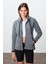 Gri Melanj Kalın Yumuşak Dokulu Kapüşonlu Standart Fit Nakışlı Polar Kadın Sweatshirt -97287 1
