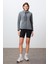 Gri Melanj Kalın Yumuşak Dokulu Kapüşonlu Standart Fit Nakışlı Polar Kadın Sweatshirt -97287 4