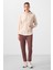 Bej Yumuşak Dokulu Kapüşonlu Oversize Kadın Tunik Sweatshirt - 97302 2