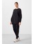 Siyah O Yaka Basic Oversize Kadın Eşofman Tunik Takım - 95347 1