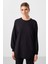 Siyah O Yaka Basic Oversize Kadın Eşofman Tunik Takım - 95347 3