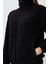 Siyah Kalın Yumuşak Dokulu Dik Yaka Oversize Nakışlı Polar Kadın Sweatshirt - 97293 5