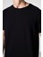 Siyah Yüzeyi Dokulu Rahat Form Basic Erkek T-Shirt - 88436 3