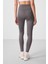 Koyu Gri Polyester Standart Fit Esnek Performans Kadın Tayt - 94666 5