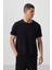 Siyah Yüzeyi Dokulu Rahat Form Basic Erkek T-Shirt - 88436 4