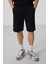 Siyah-Bej Yüzeyi Dokulu Oversize Erkek Şort - 81288 2