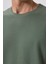 Yeşil Yüzeyi Dokulu Rahat Form Basic Erkek T-Shirt - 88436 3