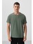 Yeşil Yüzeyi Dokulu Rahat Form Basic Erkek T-Shirt - 88436 4