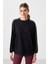 Siyah Yumuşak Dokulu O Yaka Oversize Kadın Tunik Sweatshirt - 97303 1