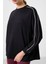 Siyah Yumuşak Dokulu O Yaka Oversize Kadın Tunik Sweatshirt - 97303 3