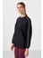 Siyah Yumuşak Dokulu O Yaka Oversize Kadın Tunik Sweatshirt - 97303 4