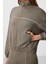 Koyu Bej Yumuşak Dokulu Dik Yaka Oversize Lastikli Kadın Eşofman Takım - 95349 5