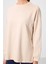 Bej Yumuşak Dokulu O Yaka Oversize Kadın Tunik Sweatshirt - 97303 3