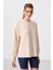 Bej Yumuşak Dokulu O Yaka Oversize Kadın Tunik Sweatshirt - 97303 4