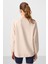 Bej Yumuşak Dokulu O Yaka Oversize Kadın Tunik Sweatshirt - 97303 5