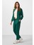 Yeşil Yumuşak Dokulu Triko Dik Yaka Oversize Kadın Eşofman Takım - 95350 1