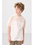 Ekru Pamuklu Yumuşak Dokulu Oversize Fit Nakışlı Erkek Çocuk T-Shirt - 11290 1