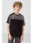 Siyah Pamuklu Yumuşak Dokulu Oversize Fit Nakışlı Erkek Çocuk T-Shirt - 11290 1