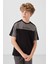 Siyah Pamuklu Yumuşak Dokulu Oversize Fit Nakışlı Erkek Çocuk T-Shirt - 11290 3